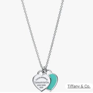 Tiffany & Co. Blue Double Heart Tag Pendant